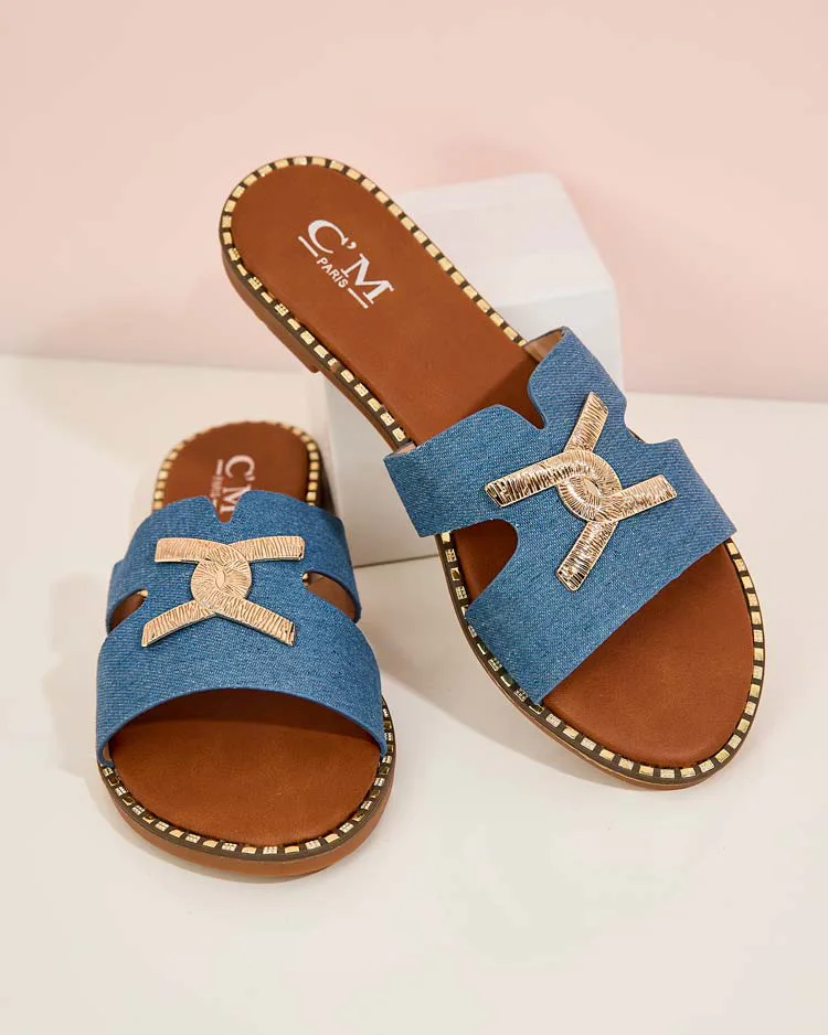 Royalfashion Women's Ovore flat sole flip-flops