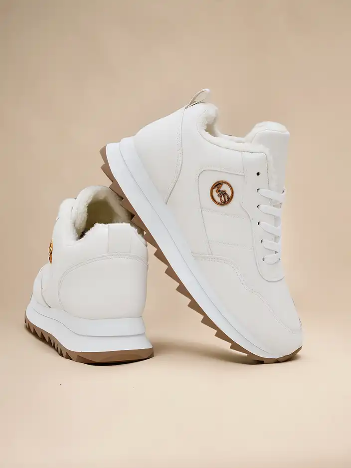 Lav: Royalfashion Alba Ocieplane Sneakersy Damskie Biale Ekoskora na Platformie