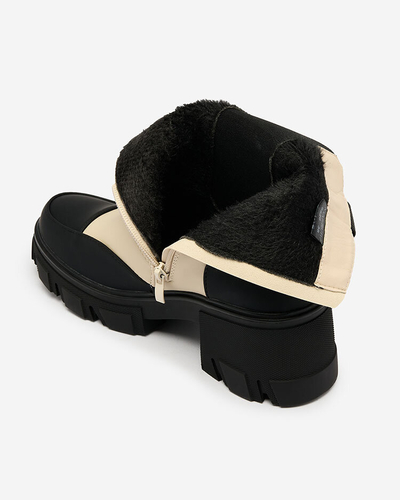 Royalfashion Women's matte beige Bevta flat heeled boots