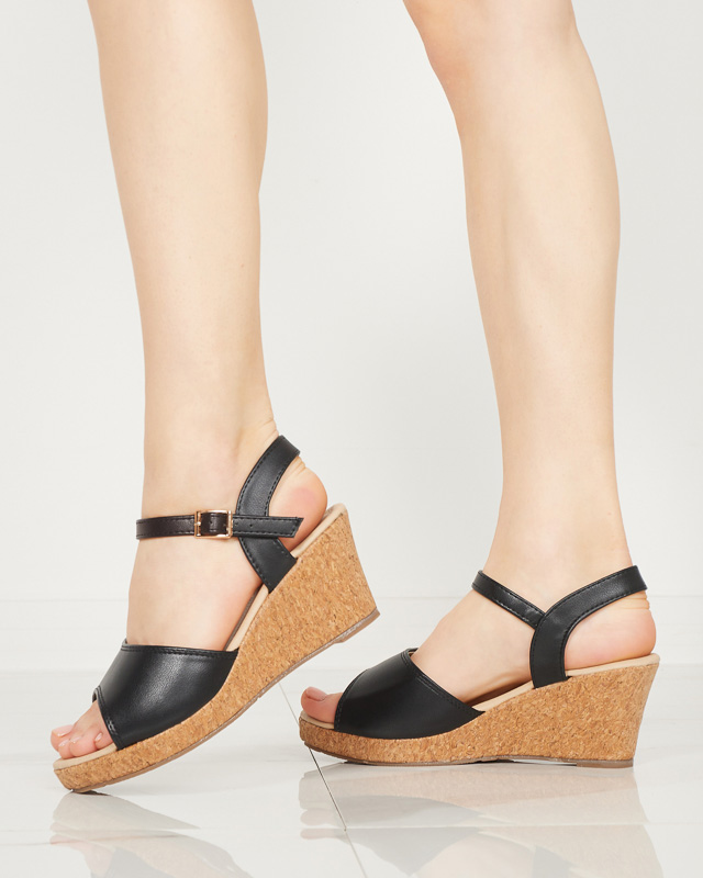 Black women's Bofalli wedge sandals - Footwear