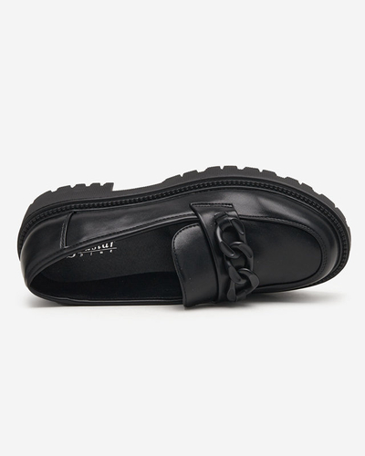 OUTLET Black eco-leather women's shoes with a chain Konera - Footwear