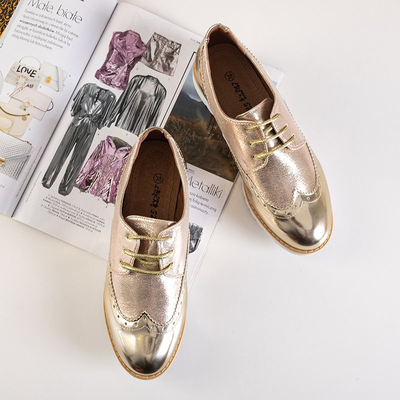 OUTLET Gold women's lace-up shoes Narvi - Footwear
