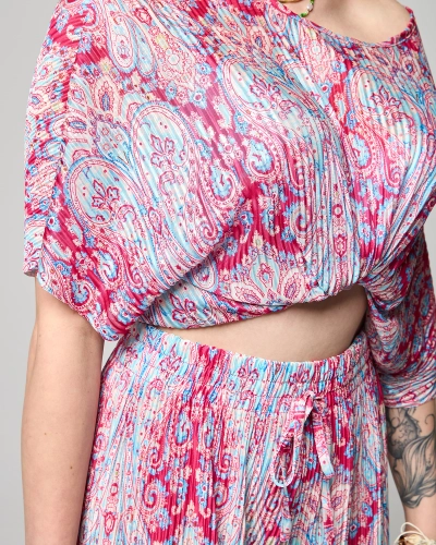 Fuchsia-blue ribbed women's set with print- Clothing