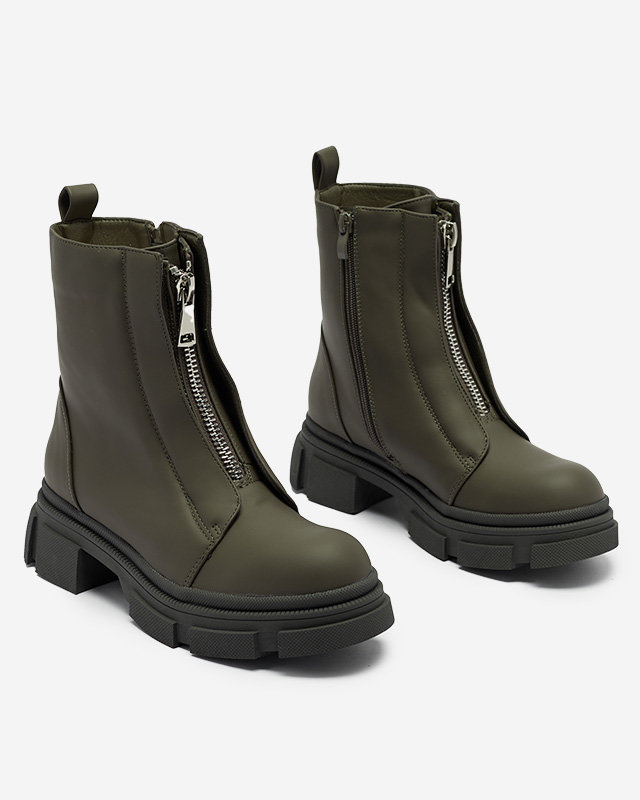 Женские утепленные темно-зеленые высокие сапоги Slovys- Footwear