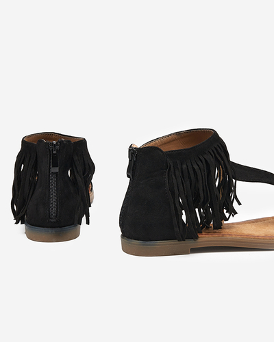 Women's sandals with black fringes Clov- Footwear