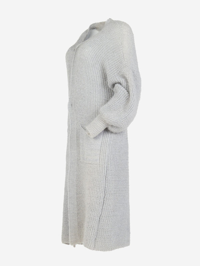 Women's Light Gray Soft Long Cardigan Sweater- Clothing
