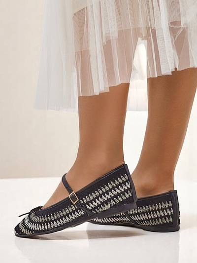 Royalfashion Women’s woven ballet flats with a strap Vanot