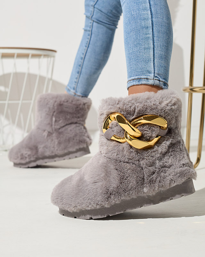 Серые женские сапоги-снежки с мехом Sattopa- Footwear