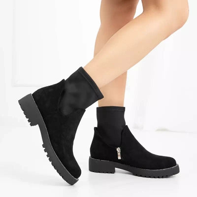 OUTLET Black eco-suede boots with decorative upper Isanti - Footwear