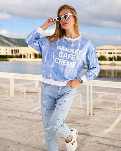 Royalfashion Sieviešu kokvilnas džemperis ar plānu apdruku