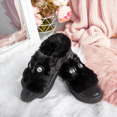 Black slip on with fur Manifik - Footwear