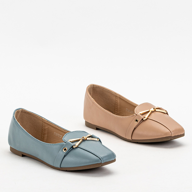 Blue women's ballerinas with an ornament on the toe Bonera - Shoes