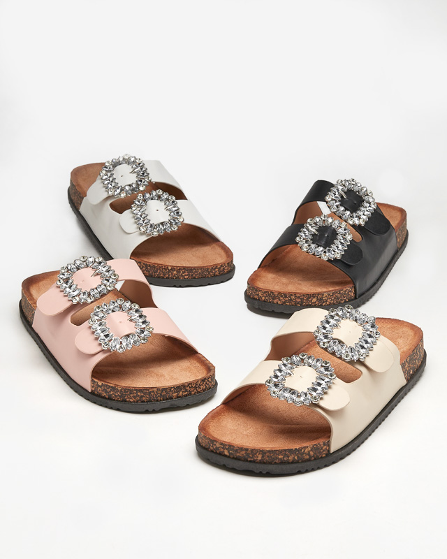 Black women's slippers with clasps Oterina - Footwear