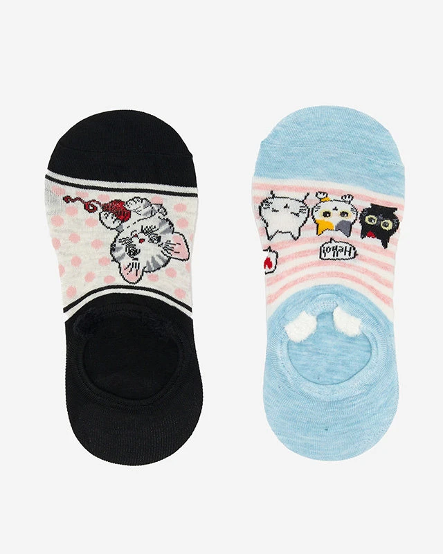 Black and blue women's socks with an animal print 2 / pack - Underwear