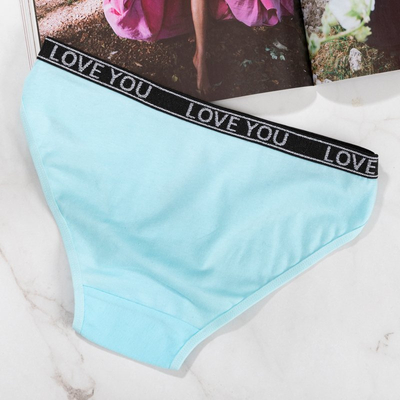 Women's mint cotton briefs with a kitty - Underwear