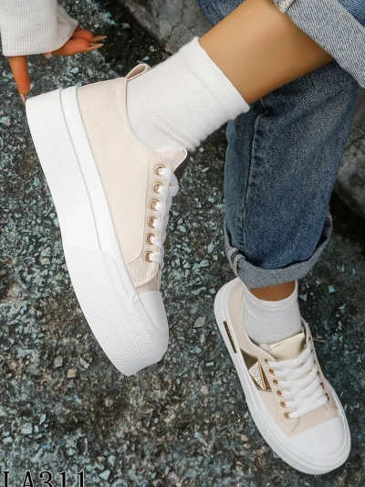 Royalfashion Women's platform sneakers Gold World