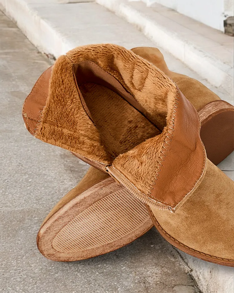 Royalfashion Brūns čības ar kauboja stilu uz pārklāta kāju bumbu Patorias