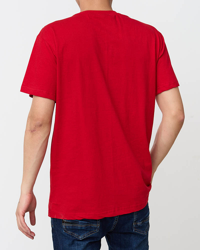 Men's red t-shirt with print - Clothing