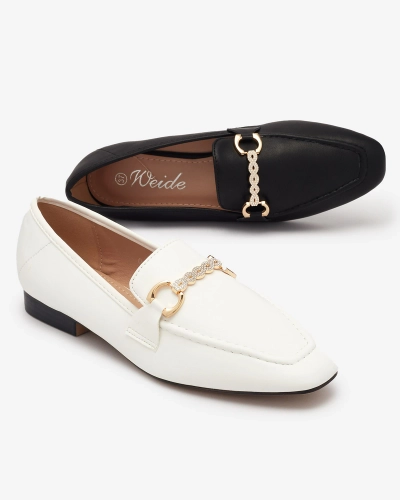 Черные женские мокасины с золотым украшением Suletta- Footwear