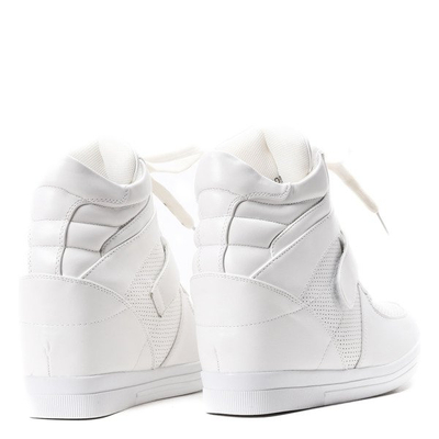 Białe sneakersy na koturnie Ellne- Obuwie