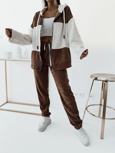 Royalfashion Women's brown striped sports set