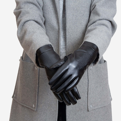 Black classic women's gloves decorated with embroidery - Accessories