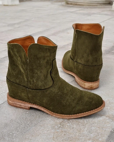 Royalfashion Cowboy-style ankle boots on a covered wedge Blueston