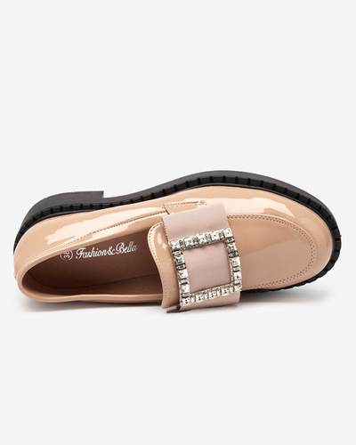 OUTLET Lacquered shoes with a buckle in nude color Fogim- Footwear