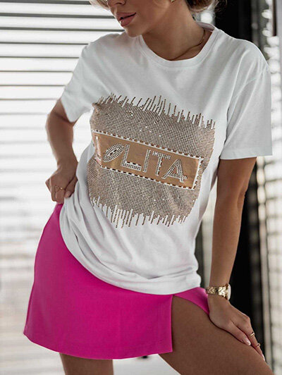 Royalfashion Women's t-shirt with zircons