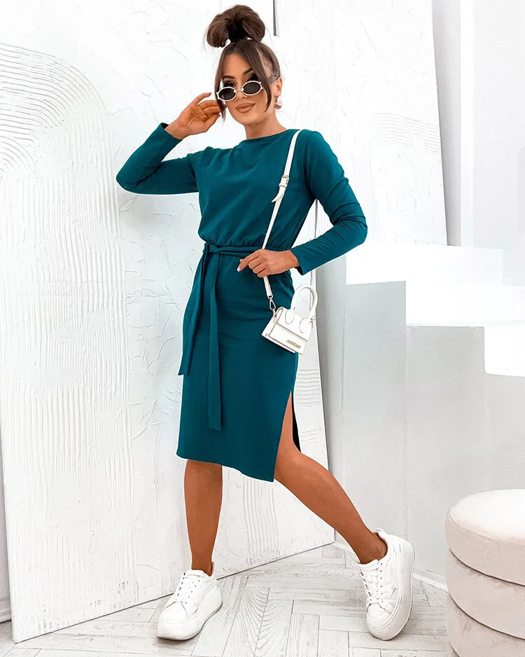 Royalfashion Sieviešu kokvilnas kleita līdz ceļgaliem