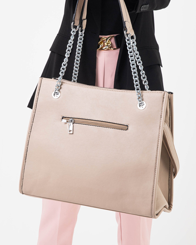 Элегантная бежевая сумочка с ручками-цепочками - Аксессуары