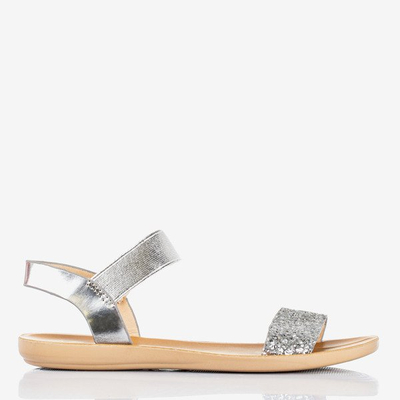 Silver women's flat sandals Brocella - Footwear 1