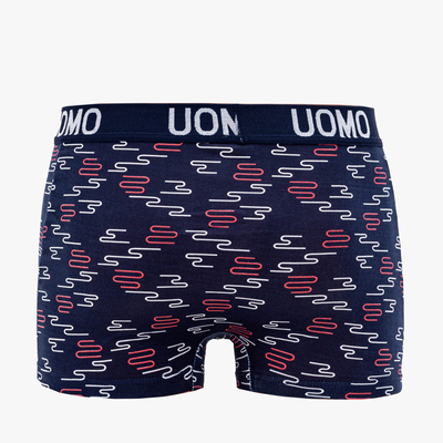 Men's navy blue boxer shorts with print- Underwear