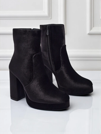 Women's Heeled Ankle Boots Velour Style Miss