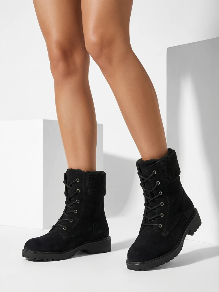 Eco suede laced women's ankle boots Trevolla