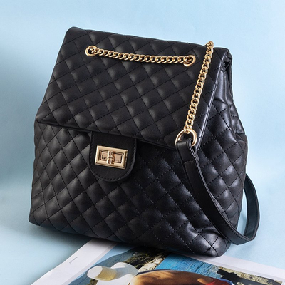 Black women's quilted backpack - Backpacks