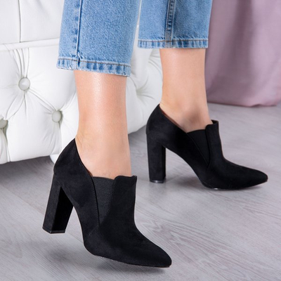 Czarne botki na wyższym słupku Prisha - Obuwie