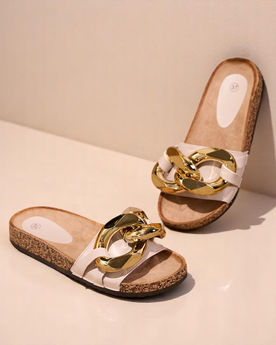 Sieviešu bēšas čības ar Sofig-Footwear apdari