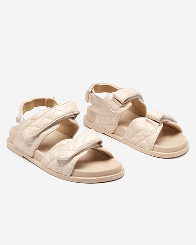 Beige women's sandals with Velcro Korine - Footwear