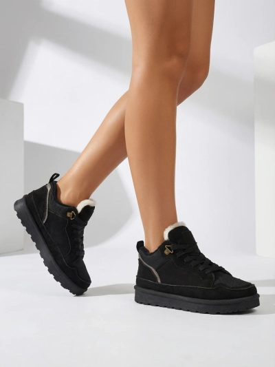 Diana Women's Sneakers Black Suede Comfortable for Winter