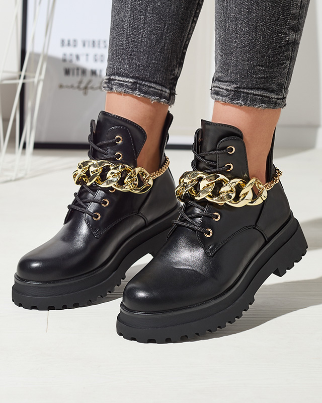 Black women's boots with cut-outs Neriso - Footwear