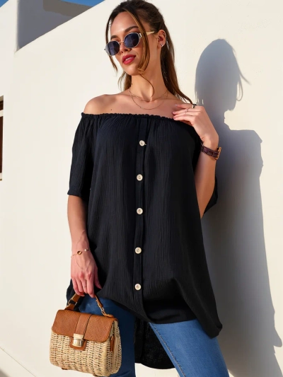 Женская блузка Royalfashion из хлопка, вдохновленная испанским стилем с декоративными пуговицами