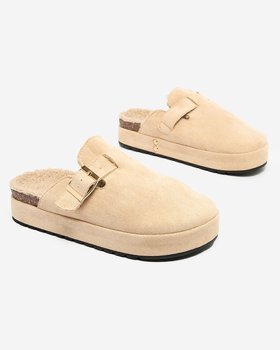 Royalfashion Women's slippers with sheepskin and buckle Kajis