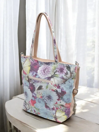 Royalfashion Large eco-leather bag with flowers