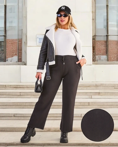 Royalfashion Wide women's striped trousers PLUS SIZE