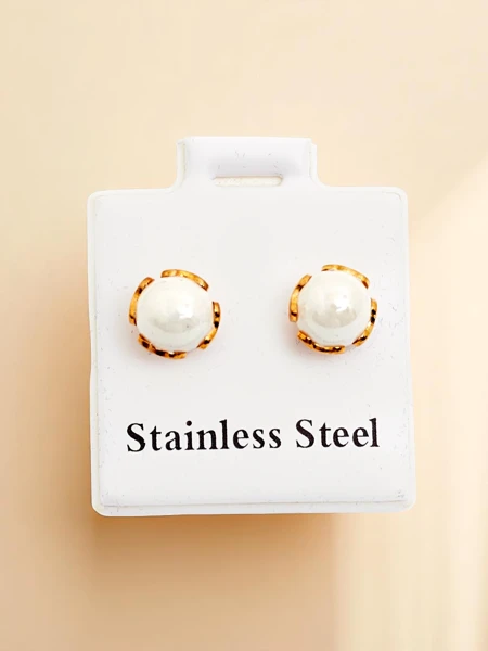 Royalfashion Sieviešu auskari-riņķi ar pērlēm