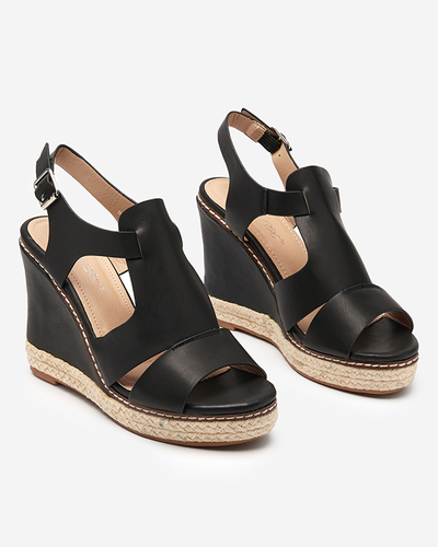 Black women's high-wedge sandals Clack - Shoes