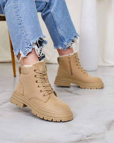 Royalfashion Gaiši brūni sieviešu siltinātie trapper zābaki Radoras