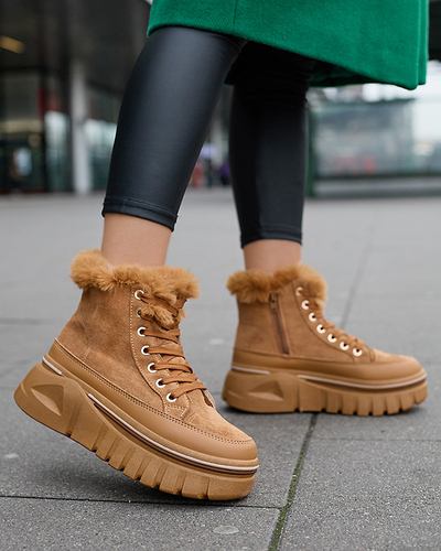 Women's platform lace-up snow boots in camel Neatesa - Footwear