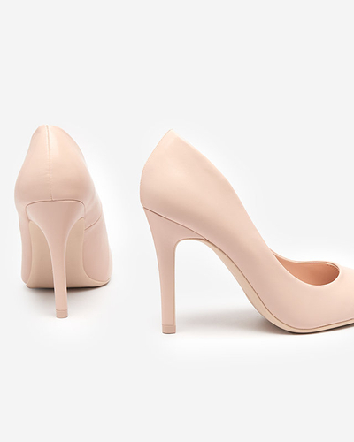 Beige women's pumps with a square toe Vaseka - Footwear